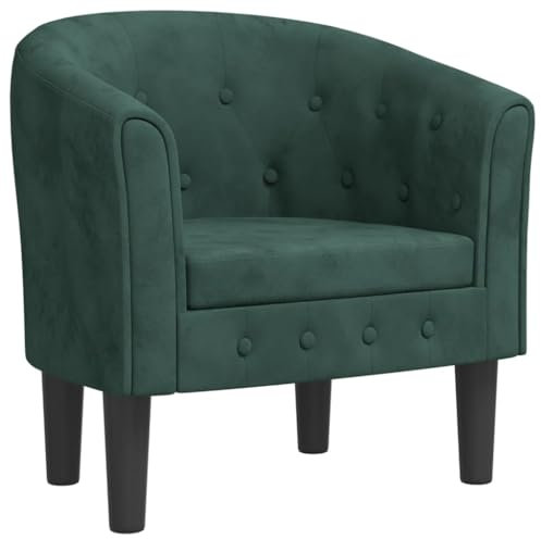 vidaXL Clubsessel, Sessel mit gepolstertem Sitz Armlehnen, Cocktailsessel mit Holzgestell, Loungesessel Relaxsessel Polstersessel, Dunkelgrün Samt