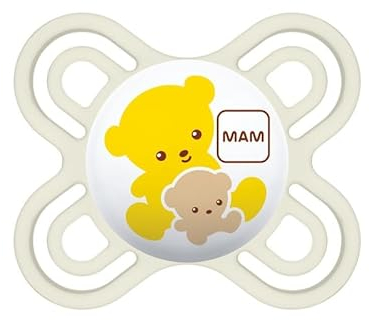 MAM Perfect Start Ciuccio per Neonato misura 0-2 mesi, Tettarella in Silicone SkinSoft, Bio-circolare, con Custodia Porta Succhietto, Neutro
