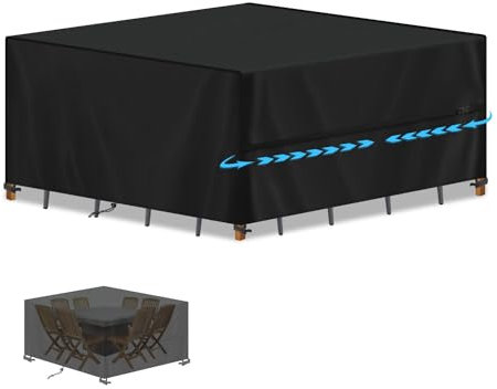 SIMPHAUS Square Outdoor Table Covers Waterproof Patio Set Cover Outdoor Cover for Garden Furniture Cover for Garden Table Windproof Sandproof Anti UV 420D Oxford Fabric 190x190x75cm