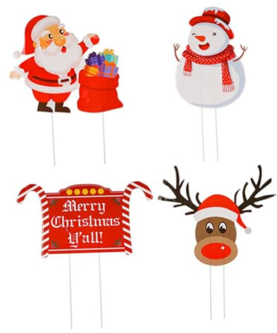 CIYODO 4 Stück Weihnachtskarten weihnachts party weihnachten party Gartendekoration Weihnachtsrasen Weihnachtsdekorationen Ornament weihnachtliche hofpfähle weihnachtliche hofdekorationen