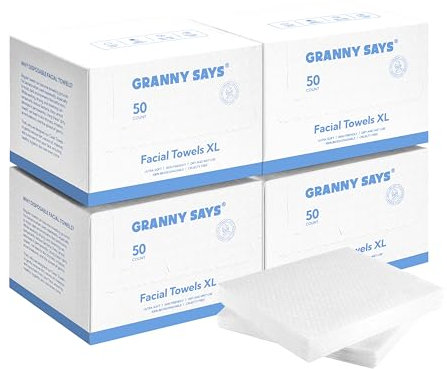 GRANNY SAYS Gesichtshandtücher XL, 200 St. Einmal Waschlappen, Waschlappen Einweg, Handtücher Gesicht, Gesichtsreinigungstücher, 200 Count Disposable Face Towels Large, Face Tissue for Sensitive Skin