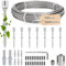 Tuteur pour Plantes Grimpantes en Acier Inoxydable, 12 m de Long (Câble en Acier de 3 mm) et 8 Supports Pour Plantes Grimpantes Telles Gue Les Roses, Les Vignes et Les Tomates, Kit D'aide à L'escalade