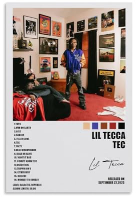 XXueMei Lil Tecca Poster, TecMusic, Poster, Albumcover, Poster, dekorative Gemälde, Leinwand, Wandposter und Kunstdrucke, modernes Zuhause, Schlafzimmer, Dekoration, Poster, 30 x 45 cm, ungerahmter