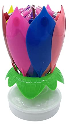 Sxett Doppellagige Blumenblüten Musik Geburtstag Kuchen rotierende Musik für Kuchen Dekor Hochzeit Party