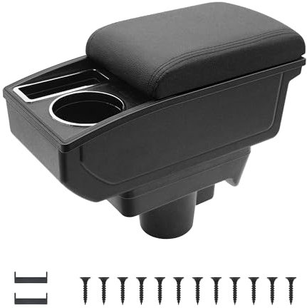 KAERGK Auto Armlehnen für Opel Astra H Mittelkonsolen für Kfz Doppelter Stauraum mit Getränkehalter Einfache Montage Bequemes und strapazierfähiges Leder Schwarz (Schwarze Linie)