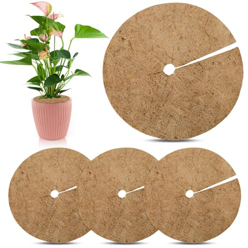 Bateya 4 Stück Kokosscheibe 30 cm Kokosmatten Kokosfasermatte Rund, Kokosmatte Pflanzen Kokos Mulchscheibe Pflanzenschutz Frostschutz Winterschutz für Pflanzen Topfpflanzen