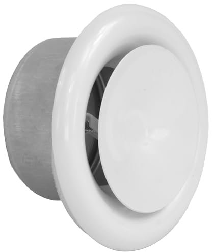 Difusor de ventilacion | Difusor aire acondicionado | Valvula de Techo o Pared para cocina, baño | Rejilla de Ventilación redonda ajustable en Chapa Acero | Boca de extracción (Impulsión, ø80mm)