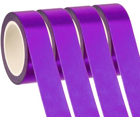PATIKIL Nastro Washi Lamina Adesivo Carta, 4 Rotoli Nastro Adesivo Decorativo Autoadesivo Painting Tape per Journaling, Scrapbooking e Confezione Regalo, Viola 3/5 Pollici x 32 Ft