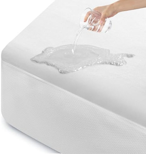 ohano Wasserdichter Matratzenschoner 180x200cm, Feinem Flanell Mikrofaser-Spannbettlaken, Inkontinenzauflage, Nässeschutz Bettlaken Spannbetttücher,Wasserdichter und Atmungsaktive Matratzenbezug,Weiß