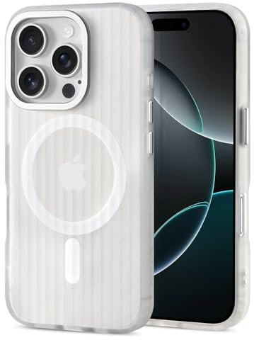 EasyAcc for iPhone 16 Pro Max Case MagSafe,Non-Yellowing,Military Grade Shockproof Protection,Anti-Scratch,Corrugated Matte Back, Slim Thin Phone Case Cover for iPhone 16 Pro Max (Frosted Clear)