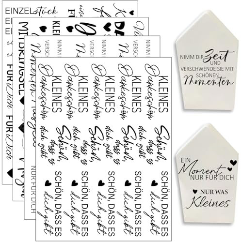 Hongma Rub On Sticker ca.A5 19x14cm-Großformat Transfers 4PCS Sprüche für Raysin für Keraflott Möbel Glas Holz DIY Deko Rub On Folie Rubons Aufkleber Dankeschön Auszeit Geschenk
