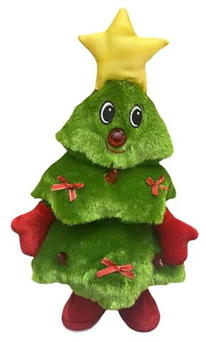 Tanzendes Plüschtier für Weihnachtsbaum – tanzender Weihnachtsbaum mit Musik, tanzender Musik – Musikdekoration aus Plüsch mit leuchtendem Design für Eingangstisch, Couchtisch, , Kamin