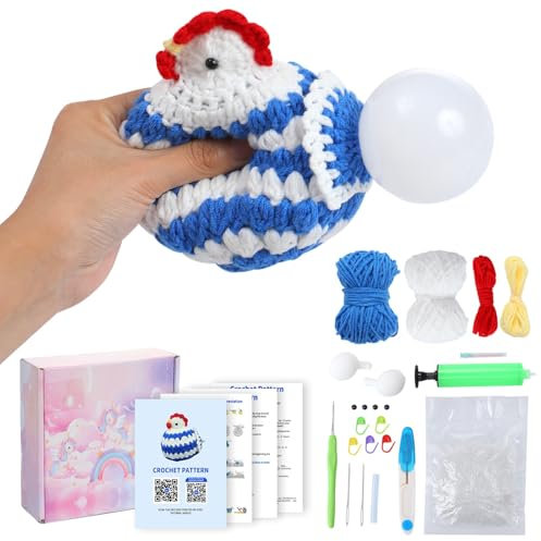 Lifemaison Huhn Einsteiger Häkelset für Anfänger mit kinderleichtem Garn,Hilfsmitteln und Schritt-für-Schritt Videoanleitung,Huhn Häkel-Starterset,für Erwachsene Kinder Geschenk DIY-Handarbeiten
