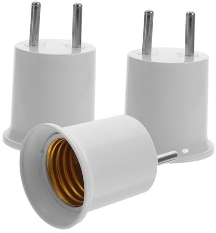 Glstoy Adaptador De PortaláMparas E27 Con Enchufe Eu Para Bombillas Led Y Ahorro De Energía Con Caja Abs IgníFuga Y Contactos De Cobre 3 Piezas