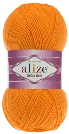 100g Strickgarn Alize Cotton Gold Uni Klassikgarn Häkelgarn Strick-Wolle Farbwahl, Farbe:83 hellorange
