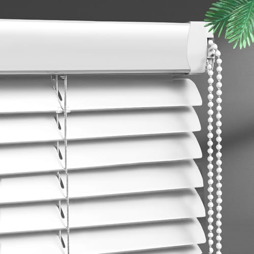 Persiana de Aluminio Blancas,Veneciana de Aluminio con Lama 25mm,Privacidad,Cortinas Opacas,Persianas de Interior para Ventanas y Puertas,Montaje en Pared y Techo,Ancho x Alto (140cm x 120cm)