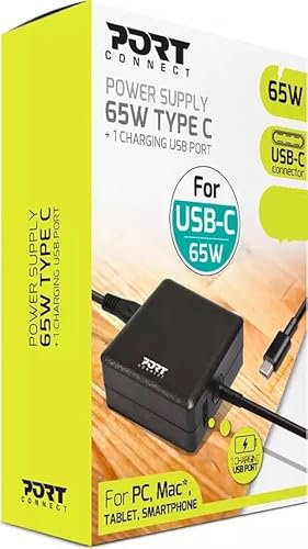 65W Type C Power Supply Laptop Phone Charger USB-C with Extra USB Port USB C Charge Cable Compatible With Apple Macbook iPhone Google HP Dell Lenovo Acer Asus Samsung IBM Dell Port Connect