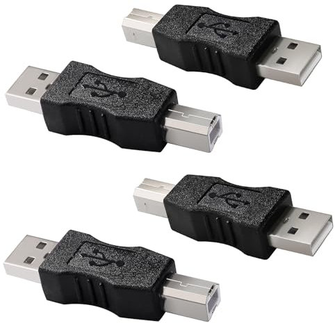 KUOQIY 4 Pezzi Adattatore da USB A a B, USB 2.0 A Maschio a B Stampante Maschio Convertitore, per Stampante, Scanner, Fax, Altro