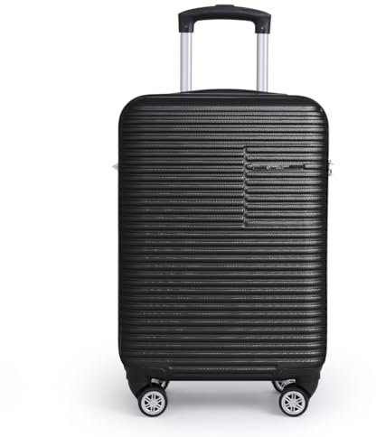Newcom 20 Zoll Suitcase ABS Hartschalen Koffer, 3-stelliges Zahlenschloss, 360° Silent Rollen, Flugzeugtauglich, Leichtbau, Ergonomischer Griff, Schwarz