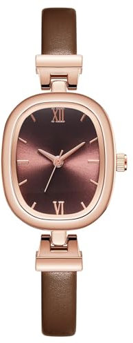 CIVO Analog Damenuhr Leder Armbanduhr: Eckig Damen Uhr Klein - Wasserdicht Uhr für Frauen Quarz Klassische Braun