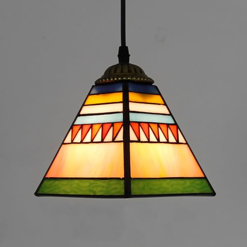 Mengjay Tiffany Pendelleuchte Deko Leuchte Vintage Glas Hängelampe Höheverstellbar Esstisch Esszimmer Küchenlampen Lampen Retro Pendellampe Wohnzimmerlampe Hängeleuchte Schlafzimmer Keller Loft Cafe