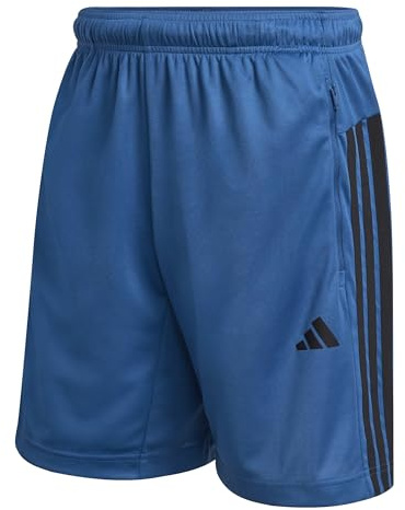 adidas Men's Workout Essentials Base 3-Stripes Pique Short 9inch, Dusky Petrol/Black, L Tall