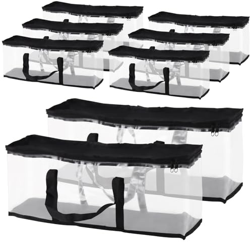 PINGEUI 8 Pack DVD Storage Bags Hold Up to 320 DVDS(40 Each Bag), CD Storage Bags with Zips and Handles, Water Resistant PVC Media Storage for Movies, Media, Books, Black