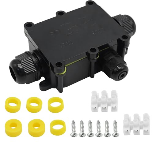 DUZFOREI Outdoor Electrical Junction Box, 3 Way M20 Coaxial Cable Connector Wire Range 4 to 9mm 9 to 12mm 12 to 15mm, IP68 Waterproof External Electric Power Cord Boxes