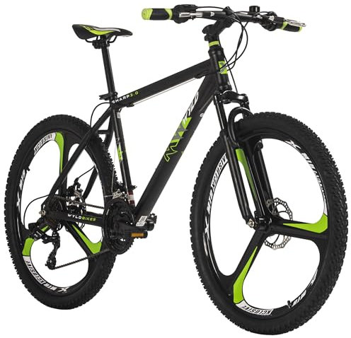 WYLD Mountainbike Hardtail 26'' Sharp 3.0 Schwarz 21 Gänge (Schwarz-Grün, 51 cm)