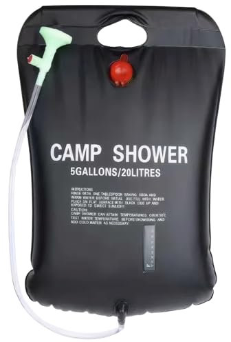 Camp -Dusche Solarheizung Portable Dusche 5 Gallonen Campingbeutel mit abnehmbarem Schlauch ＆ EIN/Aus -Kopf Solar Outdoor -Duschen zum Camping Beach Schwimmen