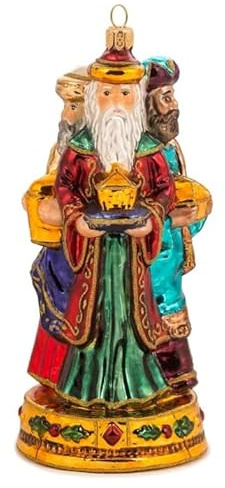 Glas Christbaumschmuck mundgeblasen handbemalt in Europa | Weihnachtsbaum Anhänger für Weihnachten | Christbaumanhänger | Weihnachtsbaumschmuck (DREI Könige 16 cm)