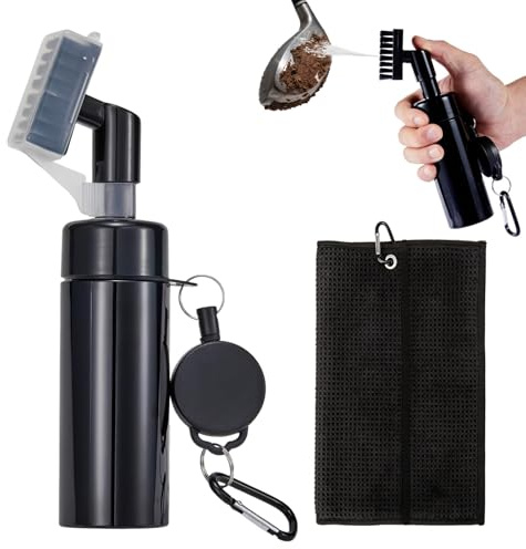 Fpxnb Golf Club Cleaner Brush with Water Spray Bottle, Strong Bristles Non-Leaking Stretchable Golf Brush with Microfiber Golf Towel (11.8 * 11.8 in), Golf Groove Cleaner Kit
