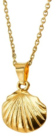 Positiva Jewelry Muschel Kette Damen 18k vergoldet Edelstahl – Gold Halskette mit Muschel Anhänger, maritimer Schmuck für Sommer, Strand & Meer – eleganter Talisman & Geschenkidee