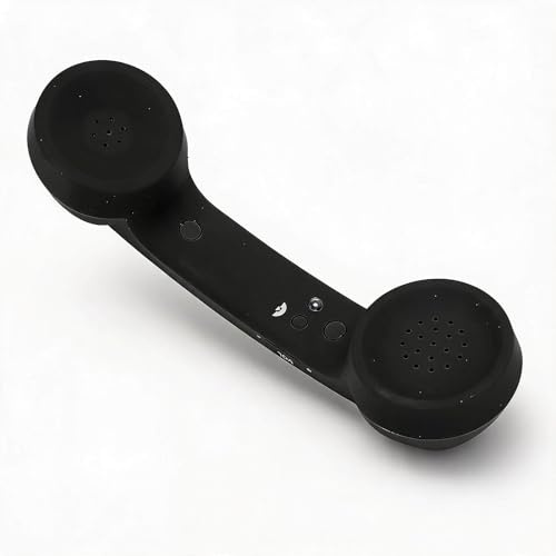 Dpofirs Bluetooth Retro Phone Handset, Wireless Mobile Telephone Receiver with HD Speaker Microphone, Rechargeable Cordless Design, Compatible with Cell Phones Computers (Black)