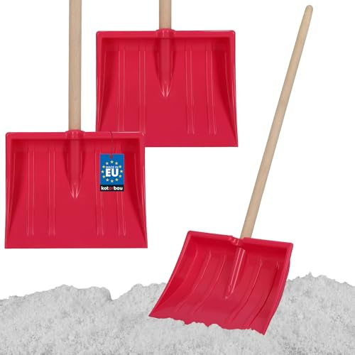 KOTARBAU® 2er Set Schneeschaufel für Kinder - 25 x 20 cm - Schnee Schaufel mit Holzstiel - 82 cm - Kinderschaufel - Leicht & Sicher - Schneeschieber - Klein - Rosa