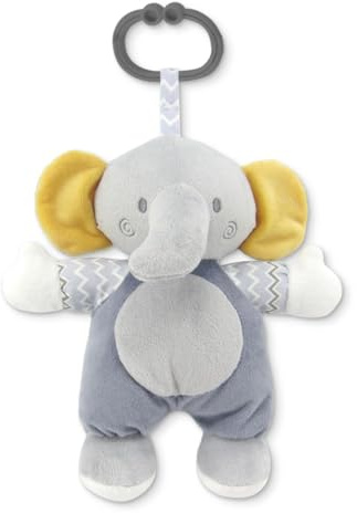 Lorelli Baby Kuscheltier Plüsch Greifling, C-Ring, auffällige Farben, ab Geburt grau hellgrau