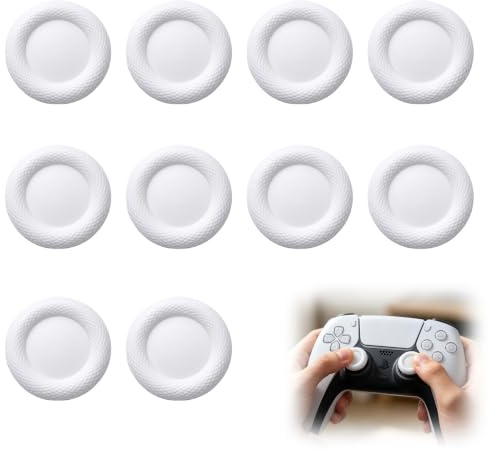 10 tappi per joystick per controller PS5/PS4, grip joystick antiscivolo in silicone (bianco)