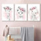 Set de 3 Affiches Rose et Gris Poster Enfant Illustration Chambre Bebe Decoration Murale Animaux Tableau Peinture sur Toile Cadeaux Anniversaire NPTWC008-L