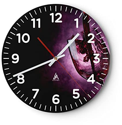 Modern Wanduhr Abstrakt Alkohol Flasche Cocktail 30x30cm Rund Klein Wand Uhr Glas Analog Zimmeruhren Küche Büro Wohnzimmer Glasuhr Wall Clock Dekoration Design Wanddekoration Küchenuhr C4AR30x30-2121
