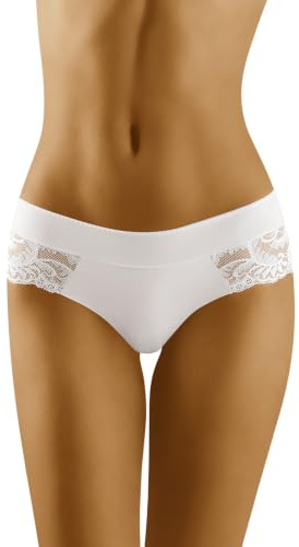 Wolbar WB403 Damen Shorts Unterhose Unterwäsche Laserschnitt, Weiß,XL