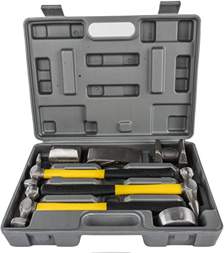SATKIT Set di punte e martelli per lamiera, con manico in fibra per carrozzeria.