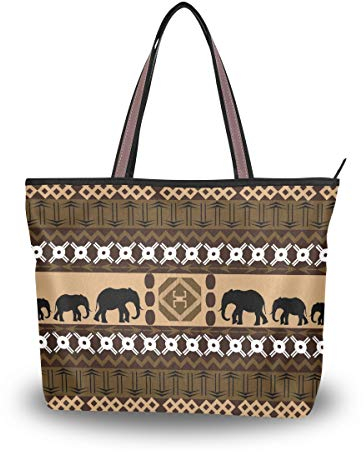 Damen Umhängetasche im Ethno-Stil, Elefant, groß, Handtasche, Strandtasche, Mehrfarbig - multi - Größe: Large