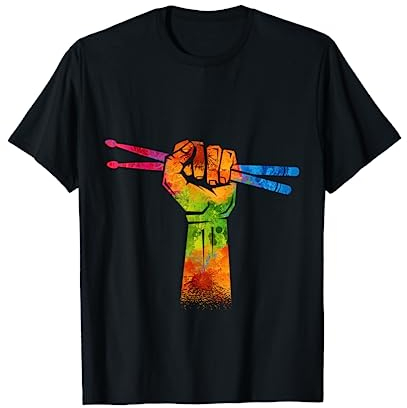 Bunte Schlagzeuger Faust Drumsticks Schlagzeuger Drummer T-Shirt