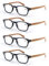 MODFANS (4 Pack) Lesebrille 1.75 Herren/Damen,Gute Brillen,Hochwertig,Komfortabel,Rechteckig,Holz-Effekt,Super Lesehilfe,fur Manner und Frauen (4 Schwarz)
