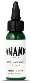 Dynamic Color Leaf Green Tattoo Ink, Made in USA Since 1990, 1 oz | Sterilized and lot-numbered for full traceability; established American brand trusted by artists worldwide