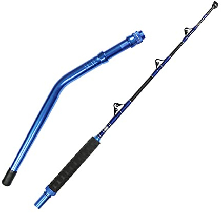 Fiblink Bent Butt Fishing Rod 2-Piece Saltwater Offshore Trolling Rod Heavy Roller Rod Conventional Boat Fishing Pole with Roller Guides (5'1 50-80 lbs)