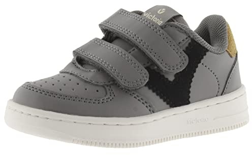 victoria Low-Top Unisex Tiempo Leder-Effekt & Kontrast-Logo & Klettverschlüsse 1124105 für Kinder GRIS 31