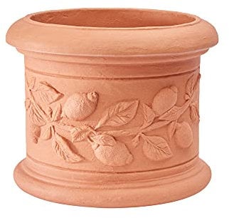 Garden Italia Vasi Vaso per piante Cilindro con Limoni ICLM Diam.40 cm alt.33 in resina color Impruneta Made in Italy per esterno e interni - resistente al gelo - antiurto