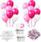 Kommunion Deko,132 Stücke Kommunion Konfirmation Mädchen,36 Stück Servietten 'Schön, DASS du da bist!', Tischdeko Mädchen Taufe+ 24 Luftballons +66 Stücke Holz Fische Deko,für Taufe (Rosa)