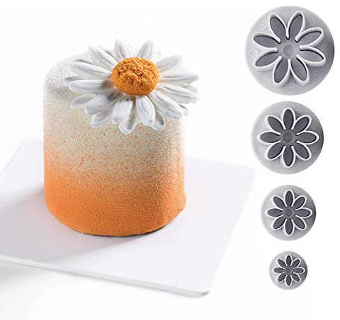 4 x Chrysantheme 8 Blütenblätter, Gänseblümchen-Ausstecher, Gerbera-Blume, Fondant, Zubehör, Ausstechformen, Dekoration, Prägewerkzeug